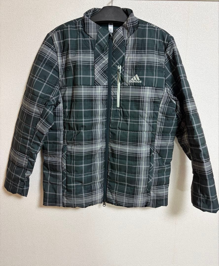 adidas タータンチェック 保温 中ワタ長袖フルジップジャケット