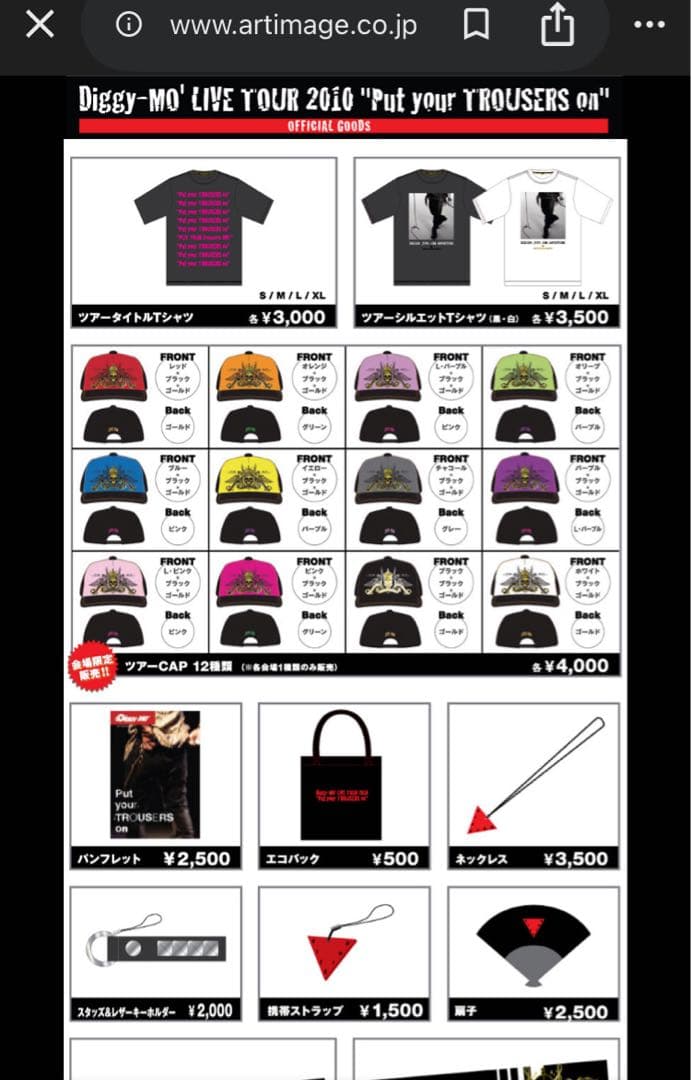 か*る様 【Diggy-MO'】2010ツアーキャップ黄色×後ろ刺繍パープル（中