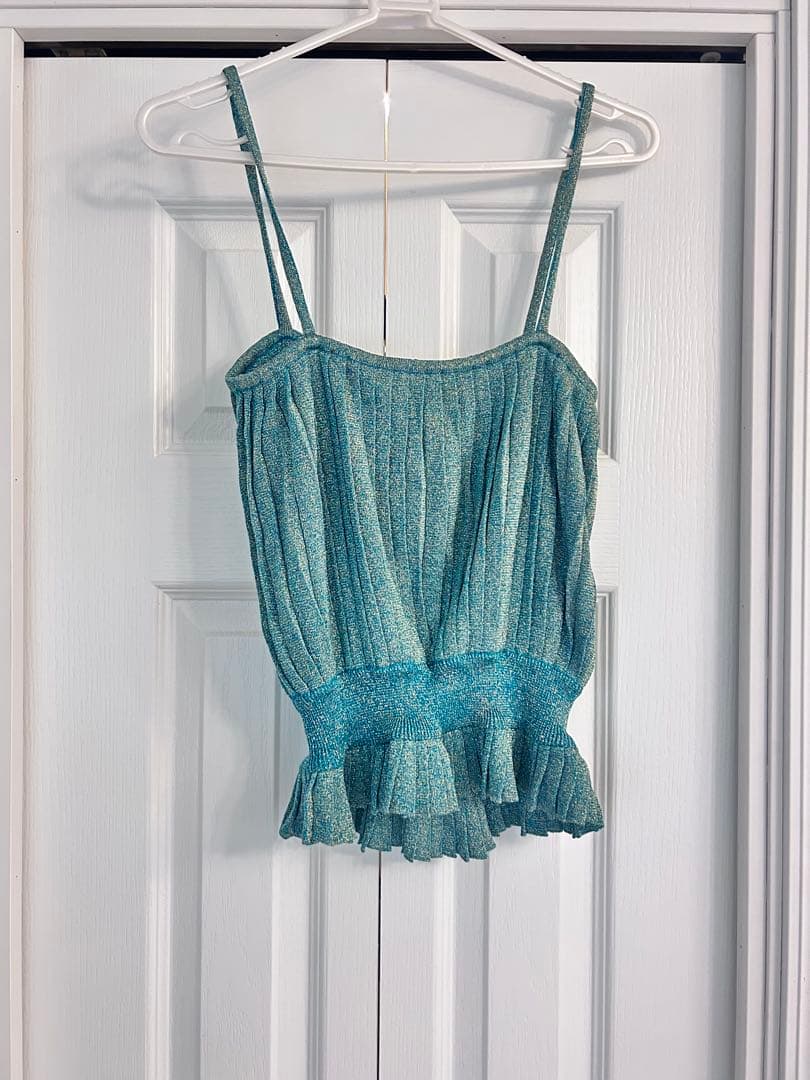 【Dior】 ターコイズ プリーツキャミソール