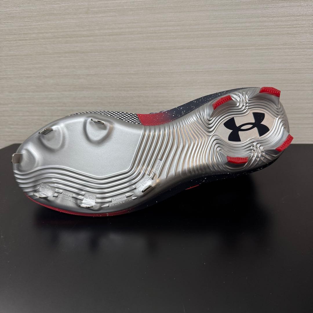アンダーアーマー ベースボールスパイク 野球 金具 ハーパー8 ホワイト レッド