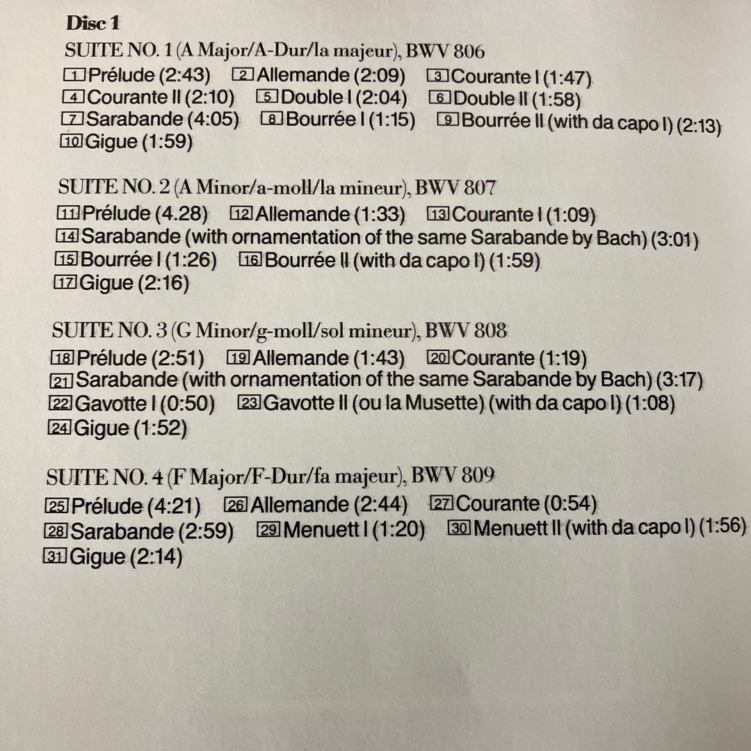 【売約済】グールド／バッハ:イギリス組曲(全6曲) 2CD