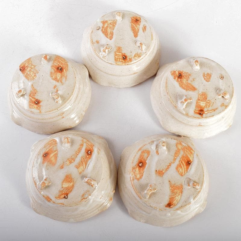 和食器　笠原窯　志野　向付　五客　共箱　V　R4988