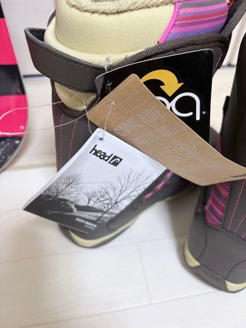 ピンク/黒 スノーボードセットhead3点セットカバー入り￼140センチ