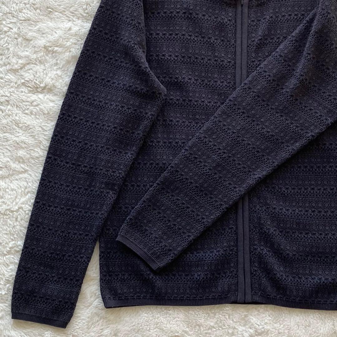 未使用品 マドモアゼルノンノン NONNO レース ニットパーカー ネイビー L