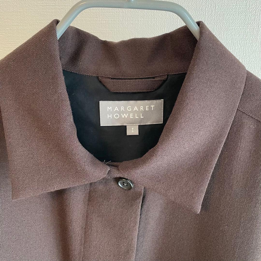 MARGARET HOWELL ウールシャツアウター サイズ1 ダークブラウン