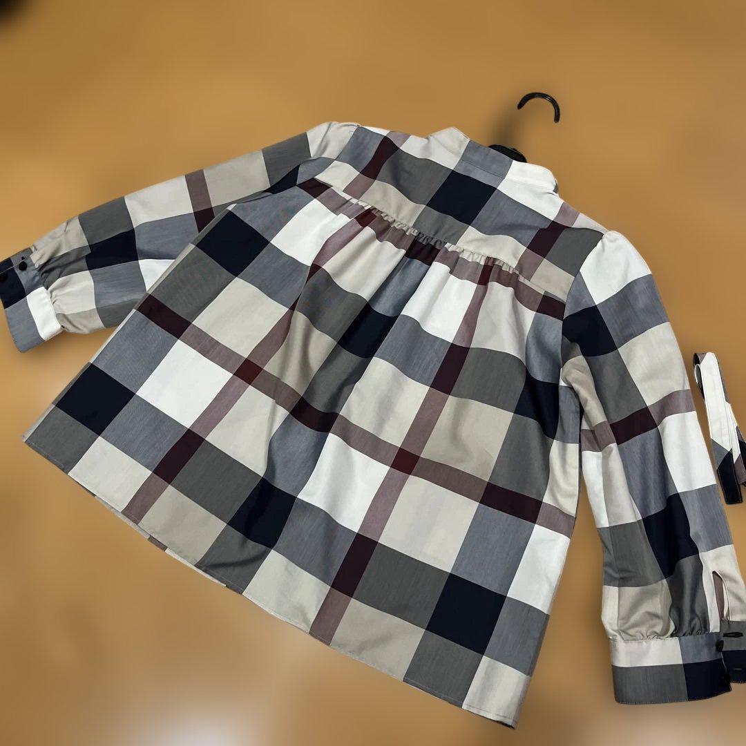 ブルーレーベルクレストブリッジ チェック柄バンドカラーブラウス38