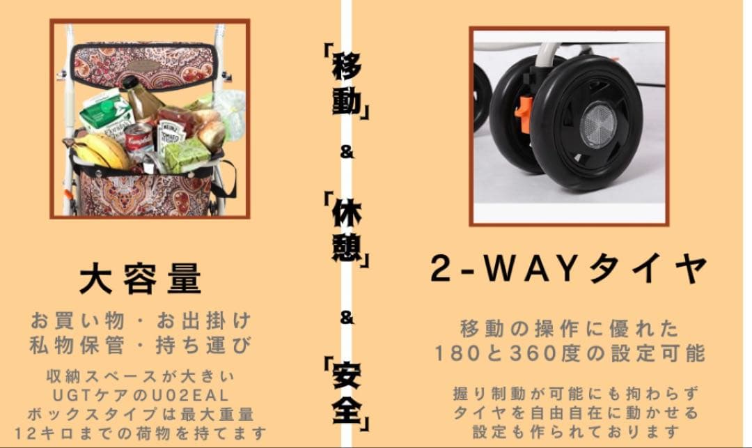 特価：高齢者向けショッピングカートカー シルバーカー 002E握り制動)