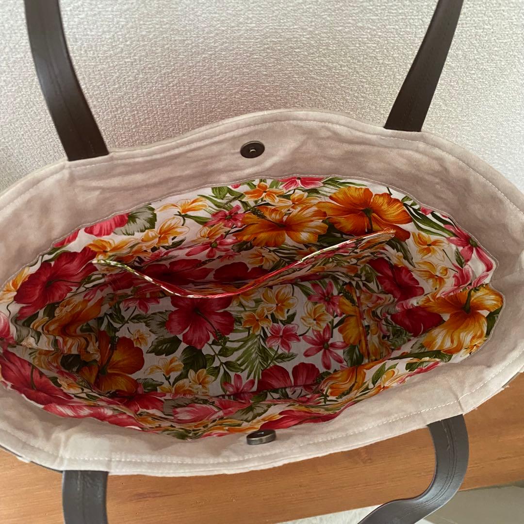 ハワイアンキルト◆トートバッグ◆ハイビスカス&ティアレ◆ハンドメイド