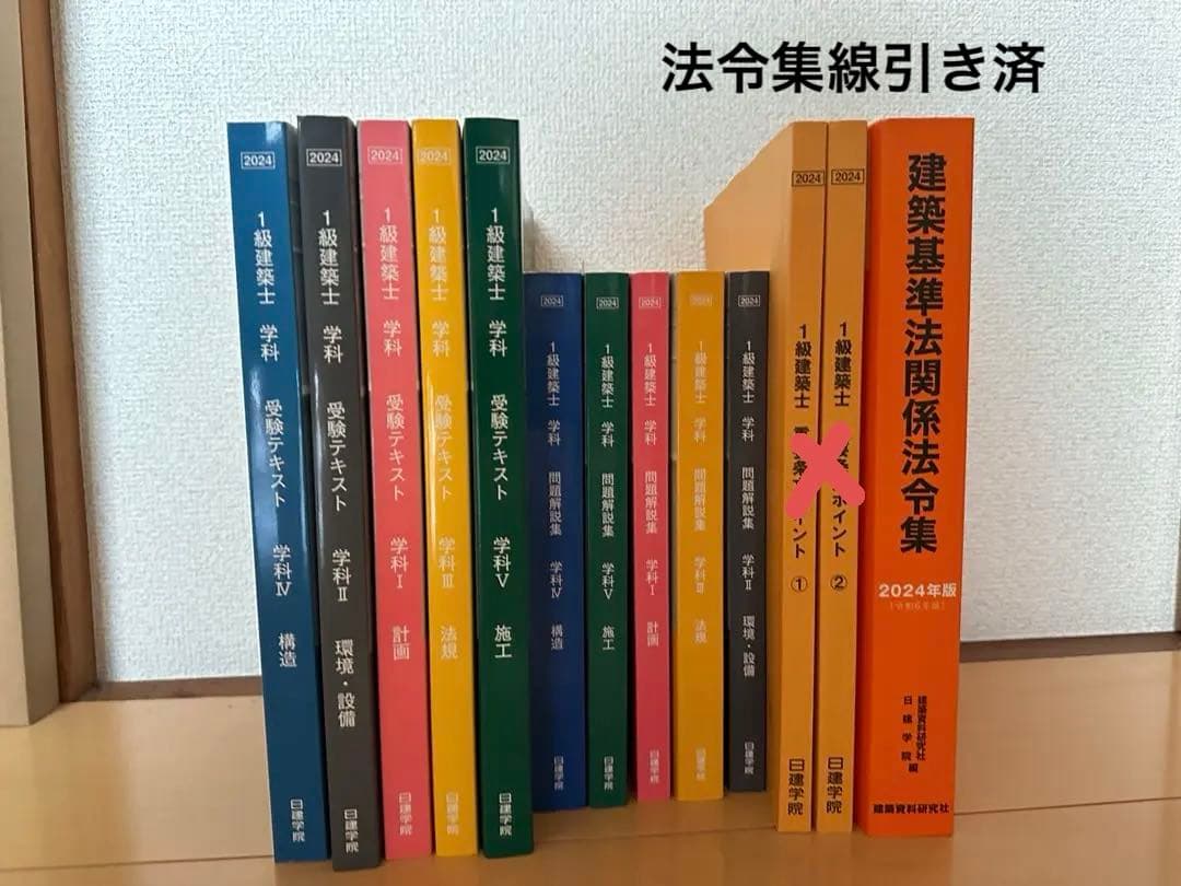 日建学院1級建築士　令和6年版　2024年版　学科テキスト、問題集、法令集
