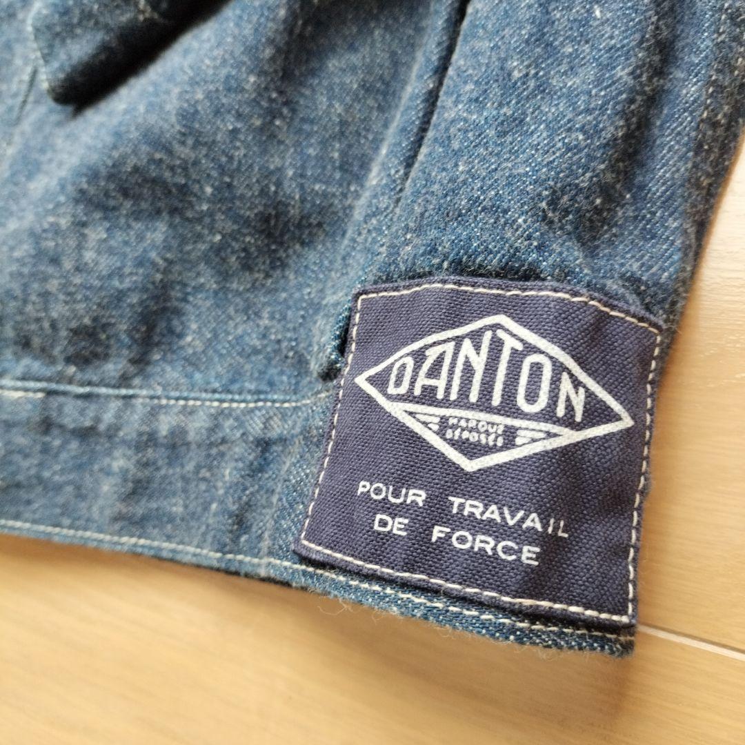 【美品】DANTON ダントン　ノーカラーデニムジャケット　ビショップ