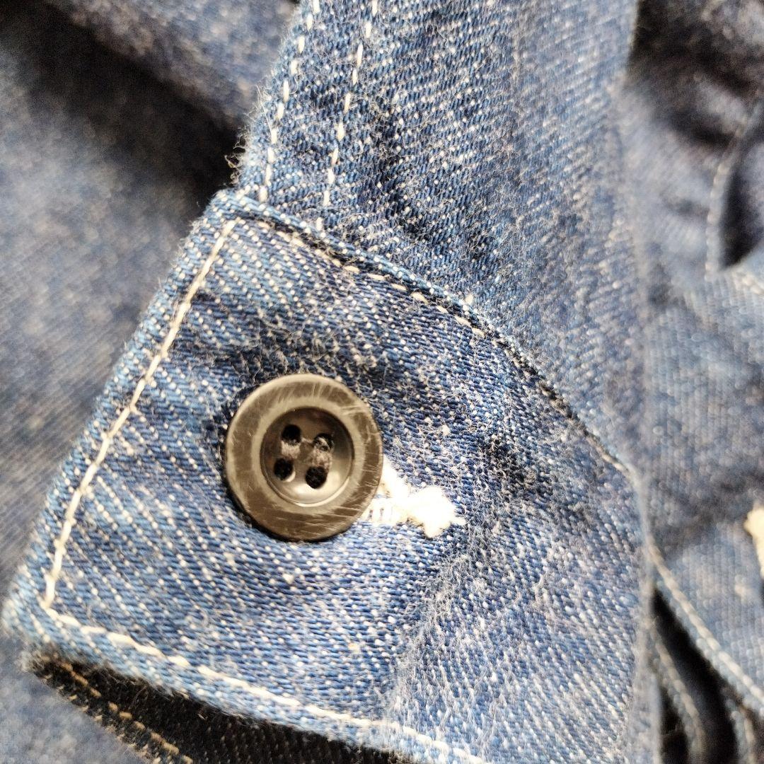 【美品】DANTON ダントン　ノーカラーデニムジャケット　ビショップ