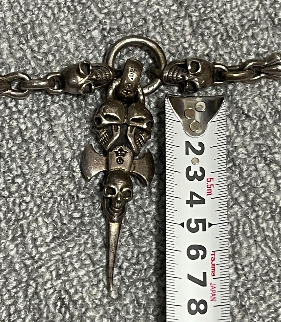 ガボールタイプ レザーウォレット クロスモチーフ スカルウォレットチェーン付き