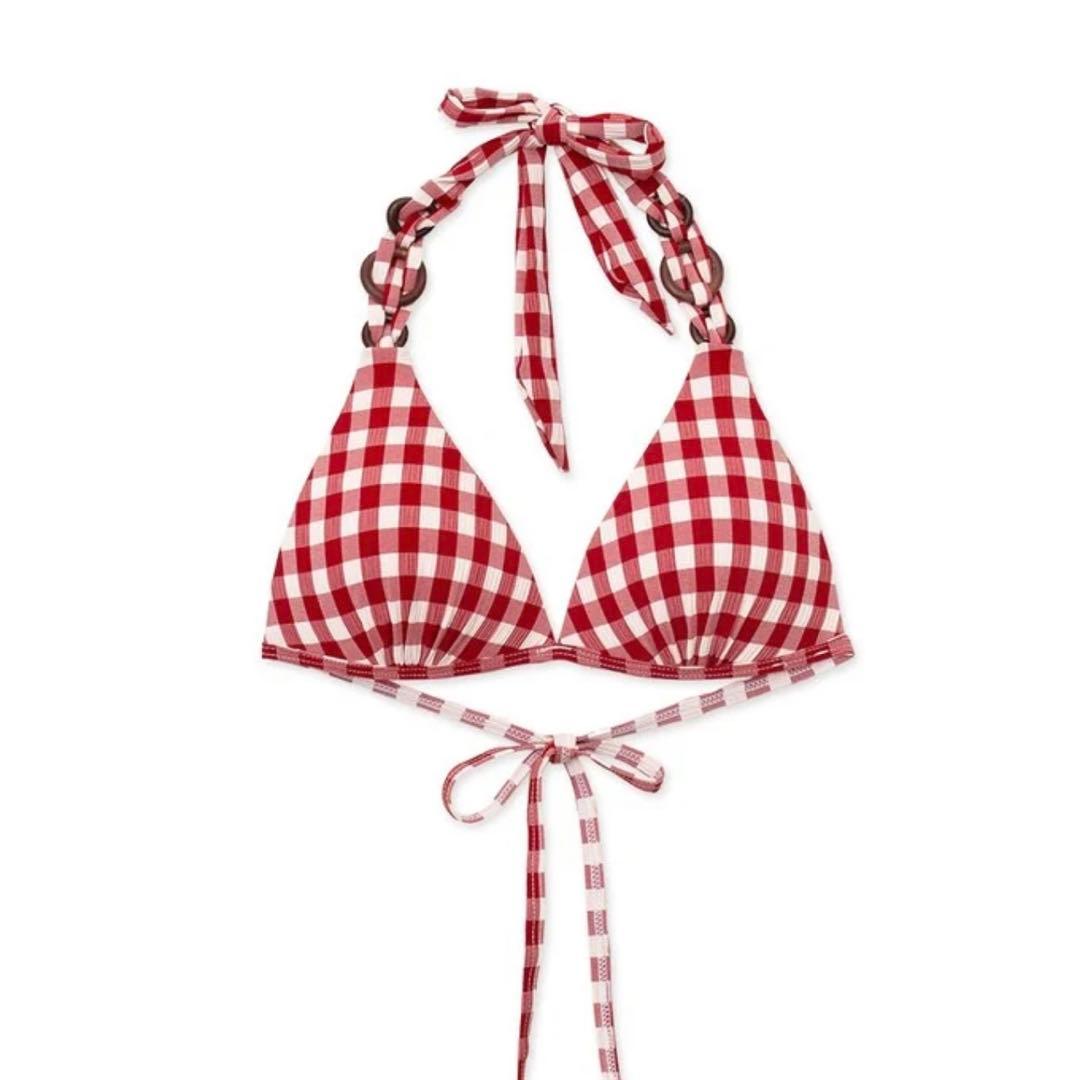AIR SPACE カラフルチェックリングビキニ 赤 Sサイズ