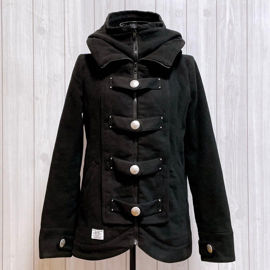 中綿 コート ジャケット 黒 平成ギャル y2k ダークコア パンク グランジ