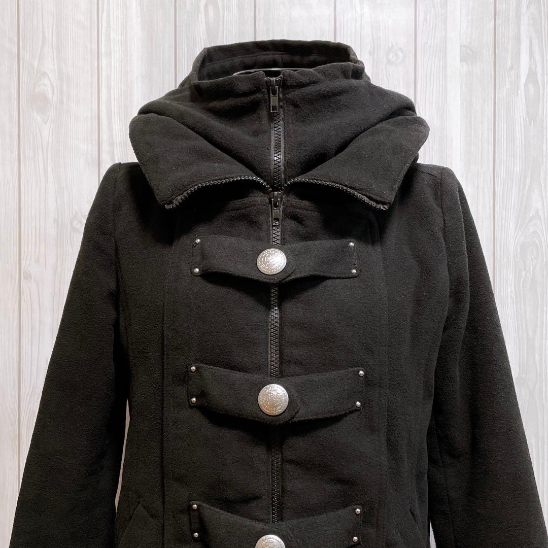 中綿 コート ジャケット 黒 平成ギャル y2k ダークコア パンク グランジ