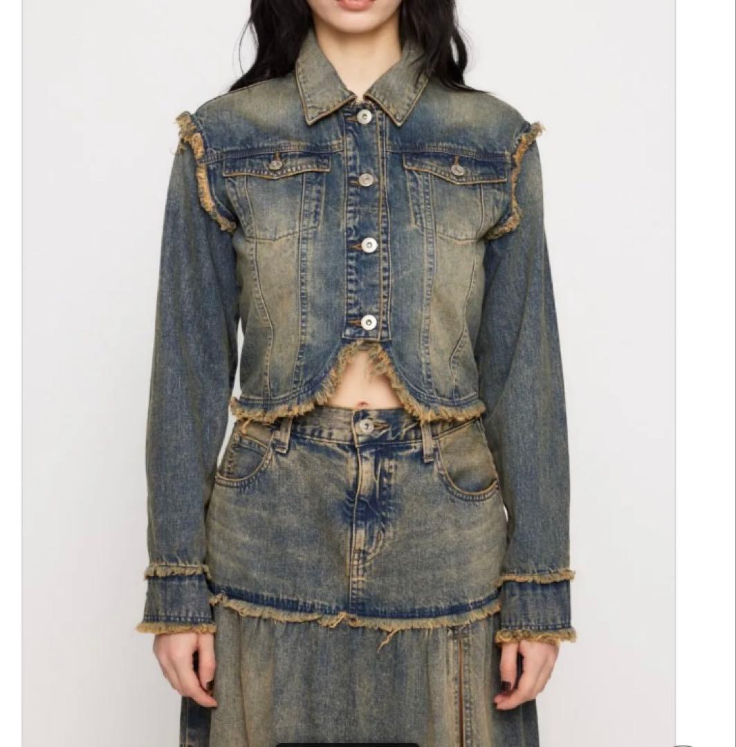 新品未使用LAGUA GEM CUT OFF COMPACTデニムジャケット青M