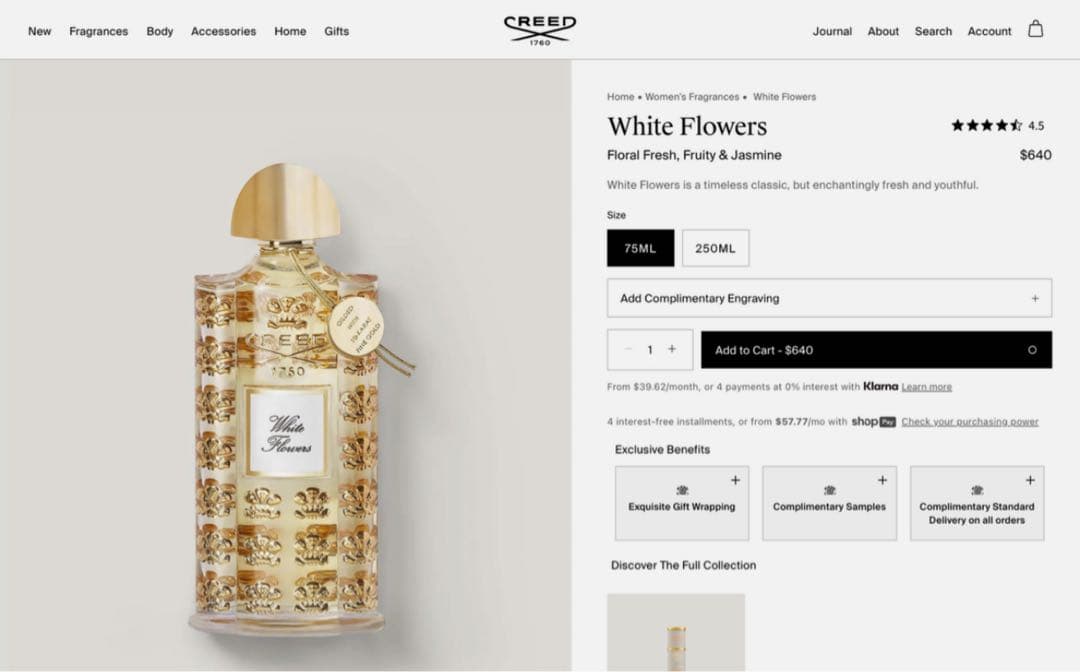 CREED White Flowers 75ml 香水　新品　クリード