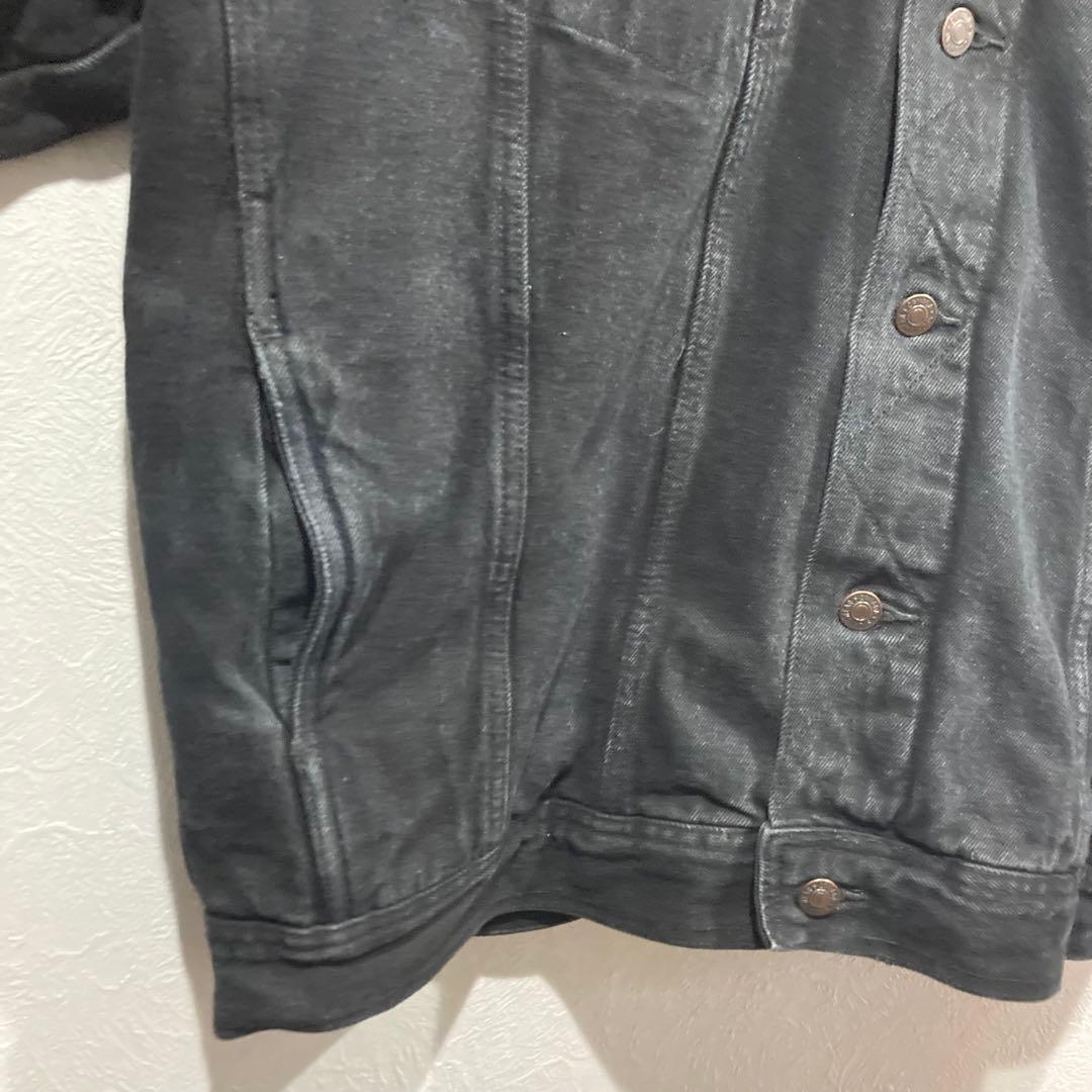 襟レザー gジャン ブラックデニム ジャケット XL リーバイス edifice
