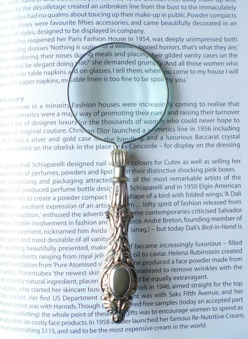 英国アンティーク 銀細工の美しい拡大鏡 ルーペ 虫眼鏡 スターリングシルバー