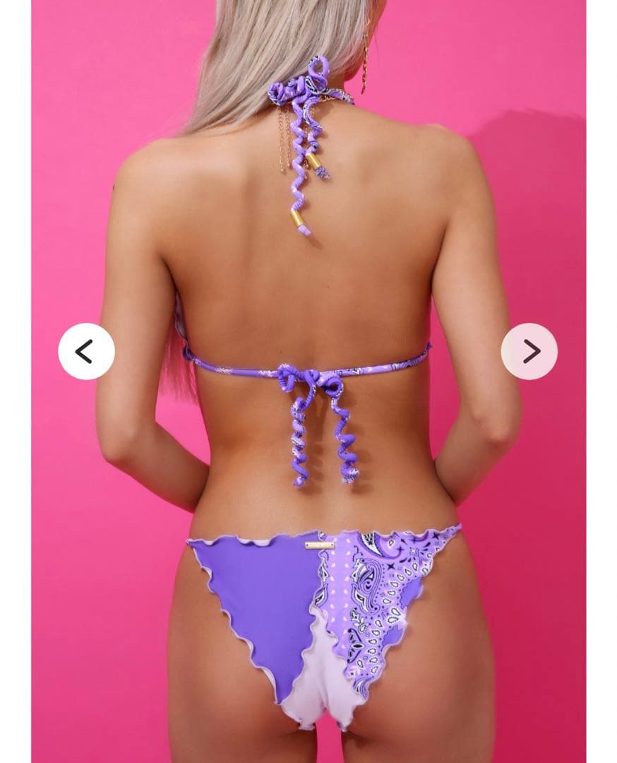 バンダナ柄　ペイズリー柄　パープル　ビキニ　紫　ギャル