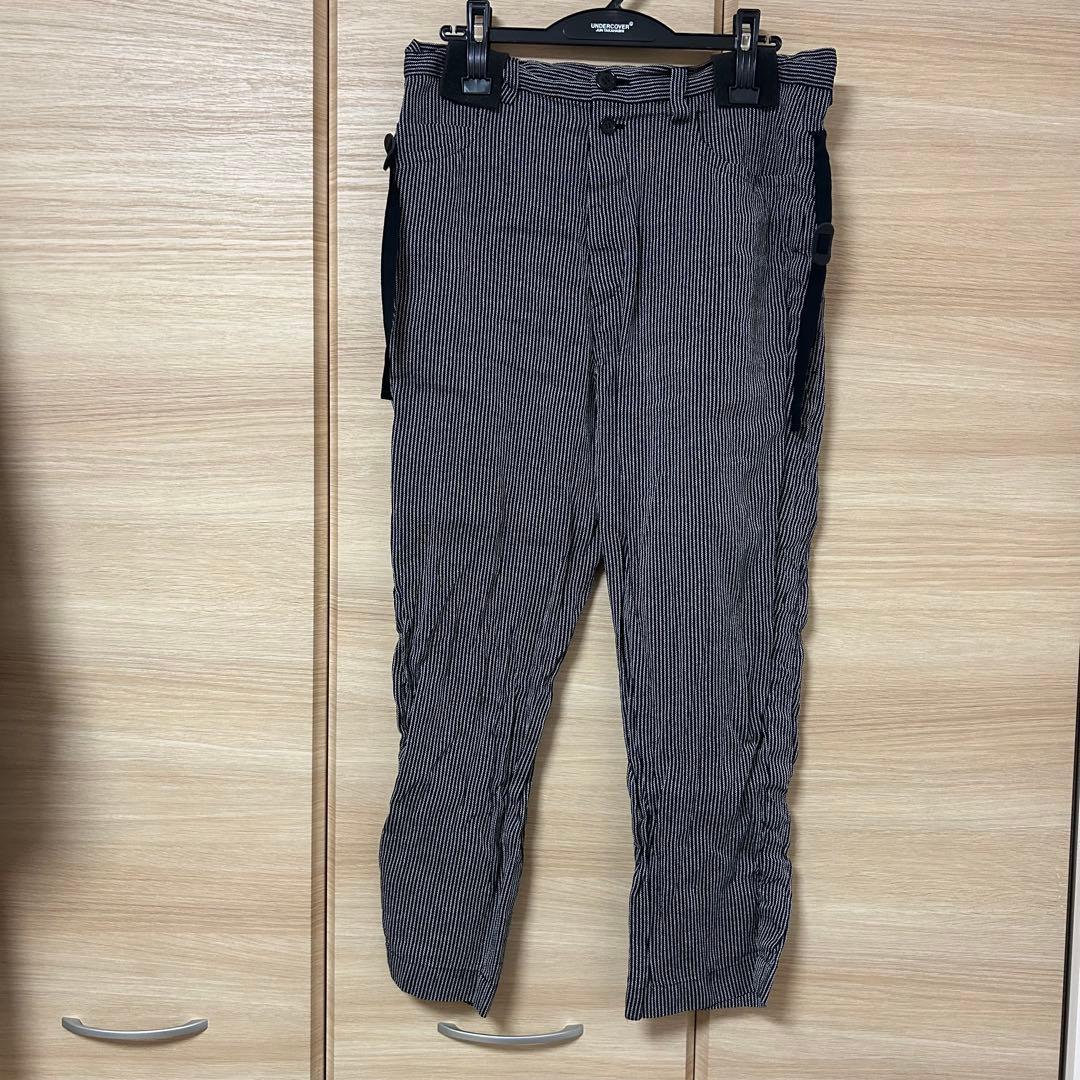 undercover 25ss シルク和紙ドビーストライプ クロップドパンツ
