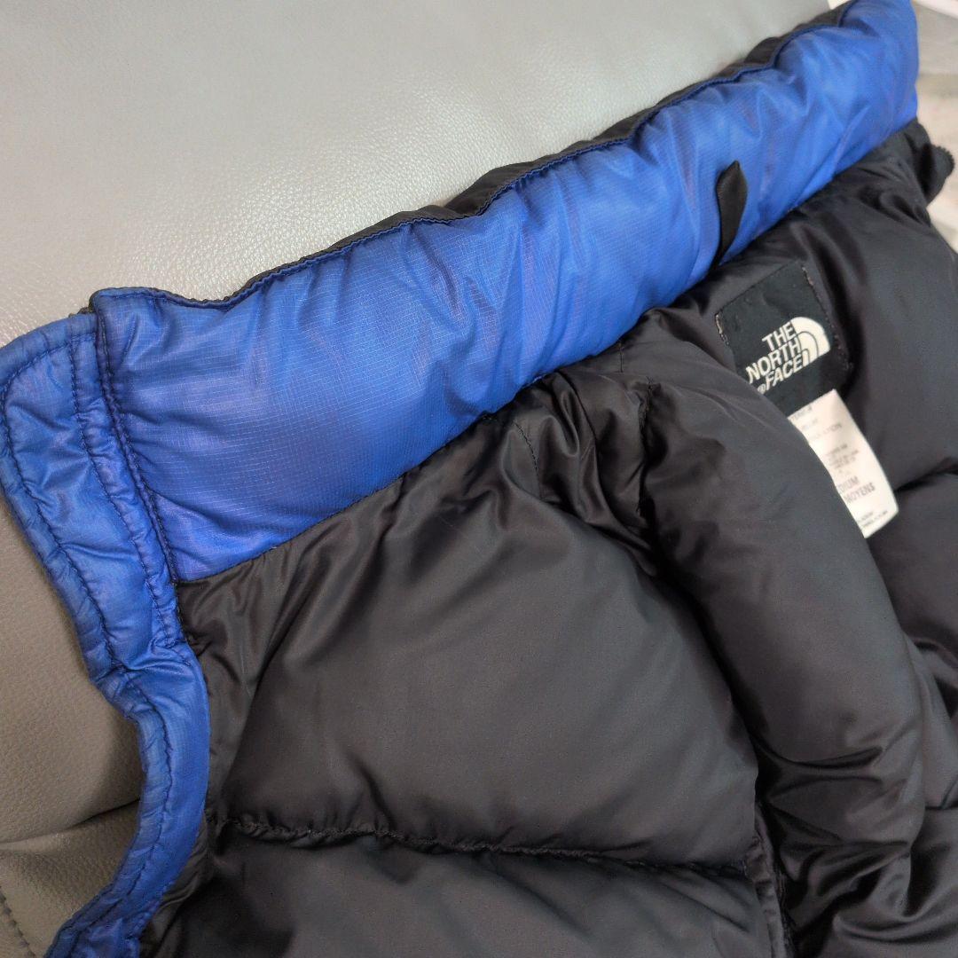 希少✨ノースフェイス ヌプシ ダウンジャケット センターロゴ 青 M