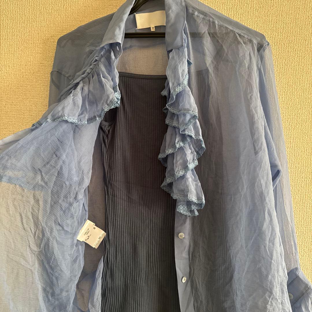 iscoalarcon マルジェラ　フリル付きシースルーシャツ　36