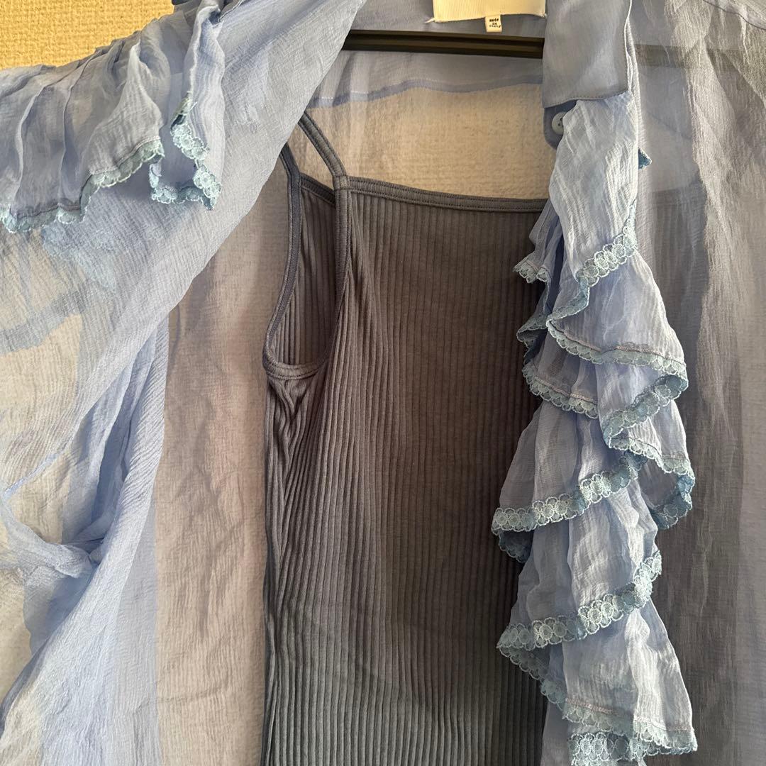 iscoalarcon マルジェラ　フリル付きシースルーシャツ　36