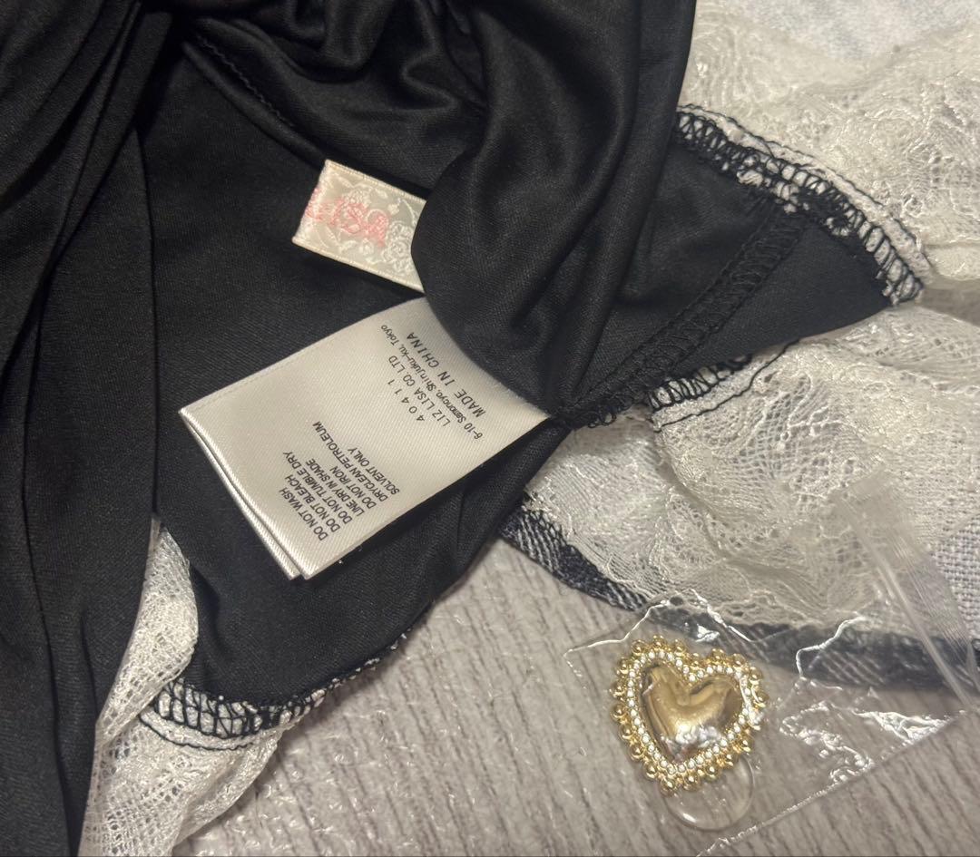 lizlisa はしごリボンチェックティアードスカパン　ブラック