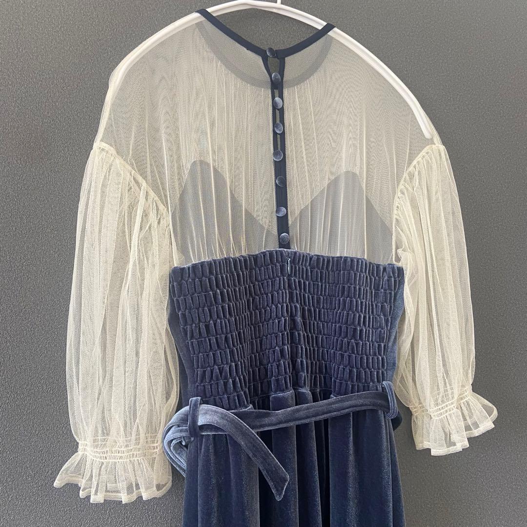 美品★Ameri★TULLE SLEEVE TIGHT DRESS★オケージョン