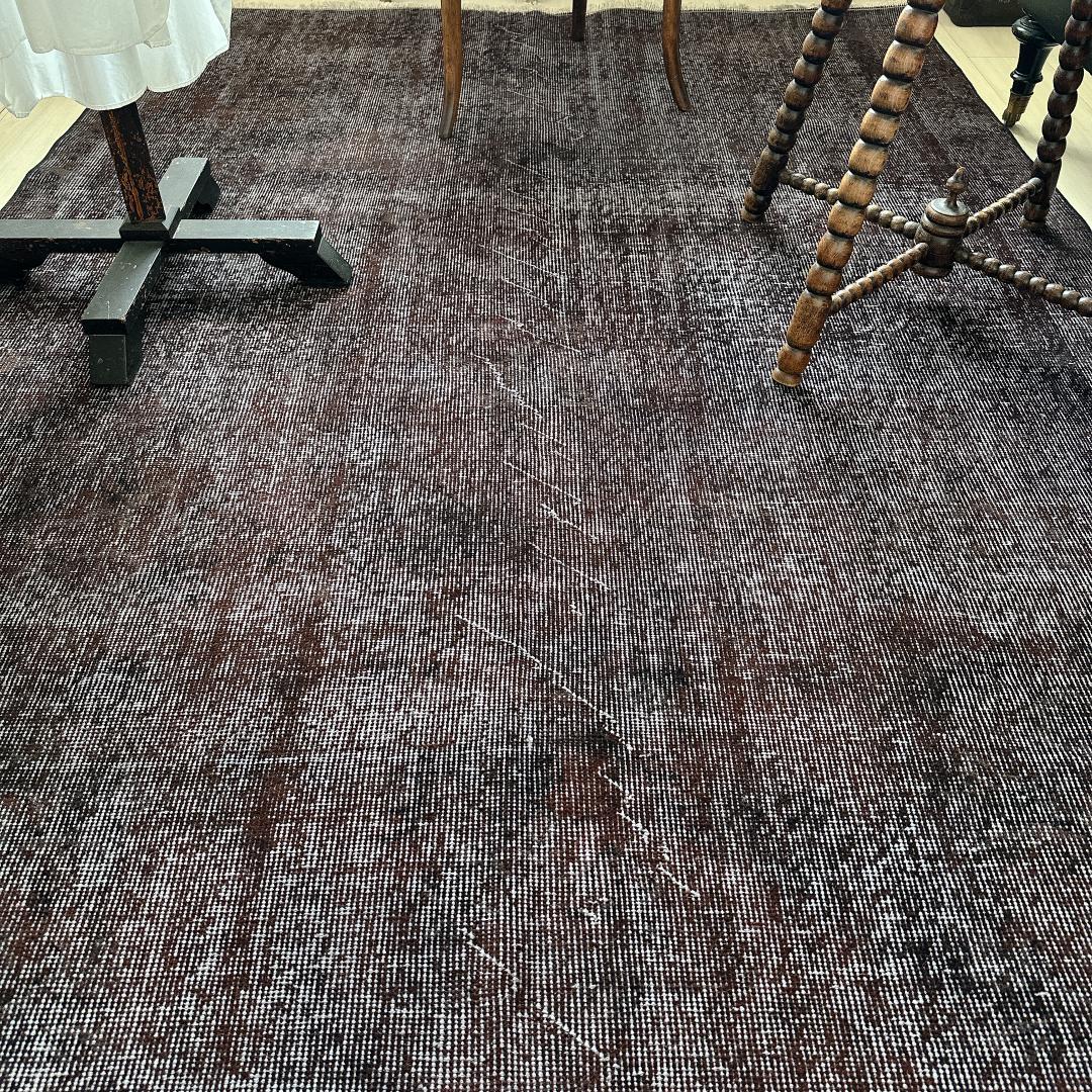 トルコ ヴィンテージラグA47 超大判 レア ダークブラウン オーバーダイラグ