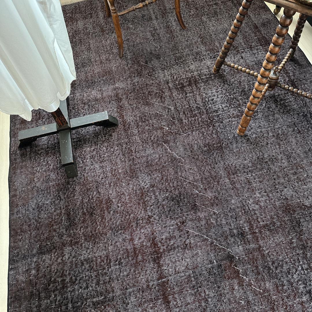 トルコ ヴィンテージラグA47 超大判 レア ダークブラウン オーバーダイラグ