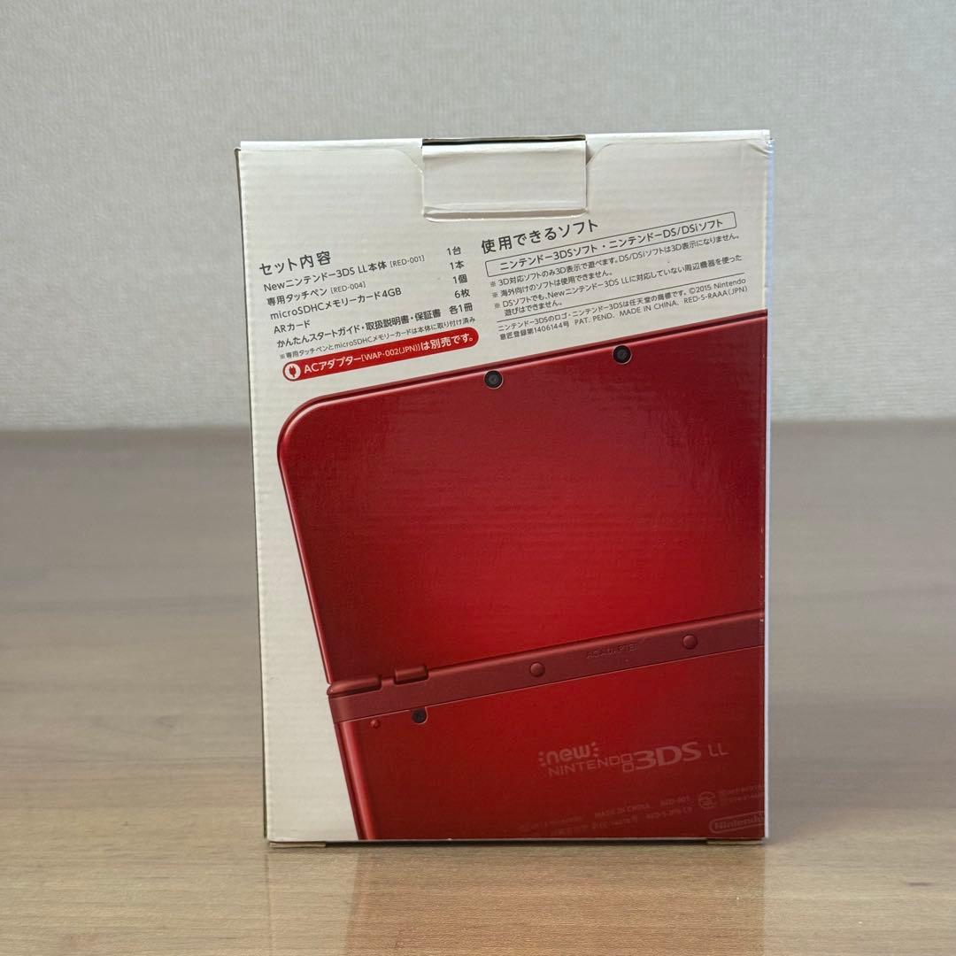 6-027 Newニンテンドー3DS LL メタリックレッド 箱付き 上下IPS