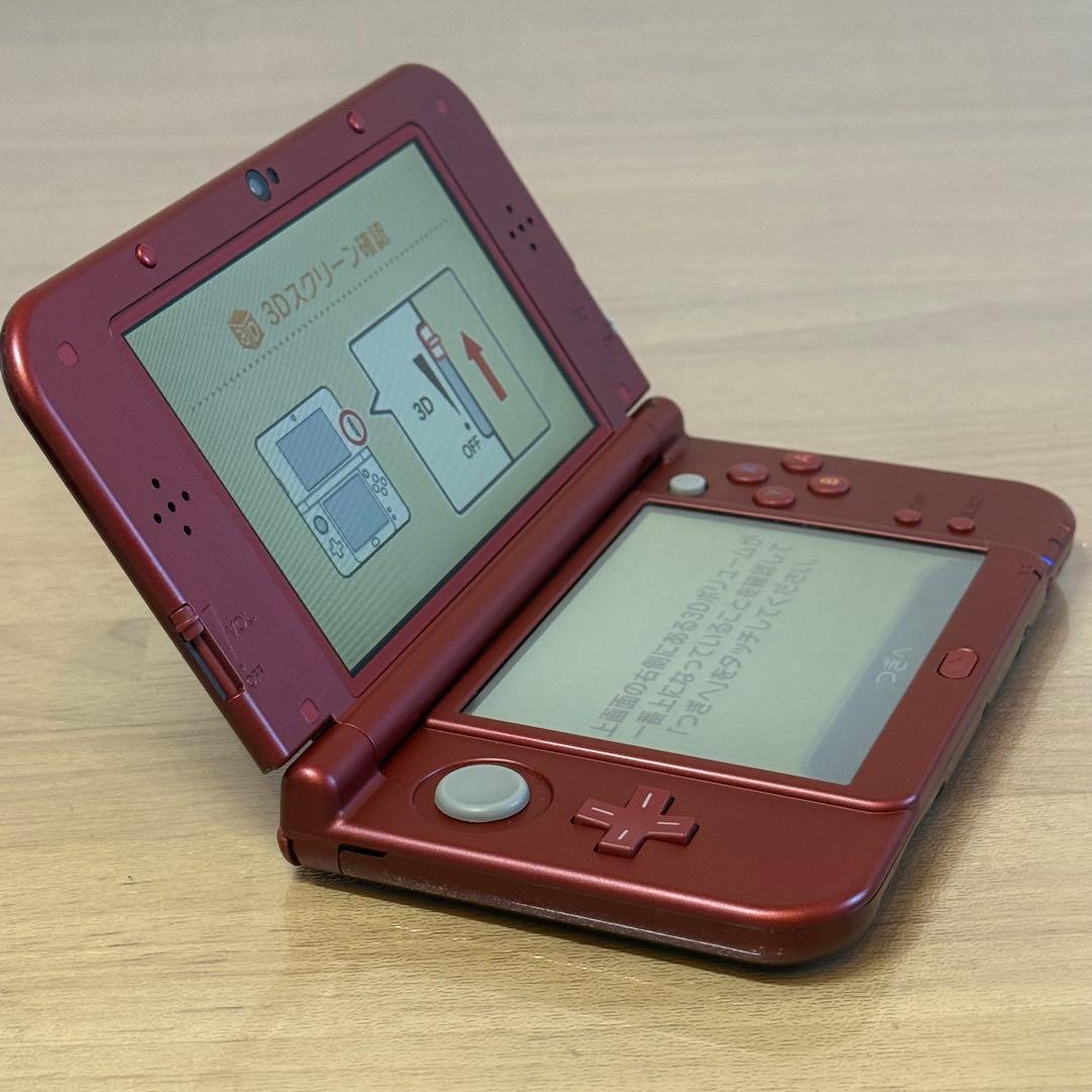 6-027 Newニンテンドー3DS LL メタリックレッド 箱付き 上下IPS