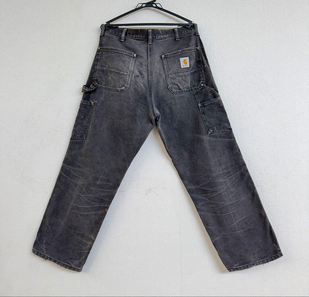 幻 80s 星タグ 34X30 W34 カーハート ダブルニー パンツ ブラック
