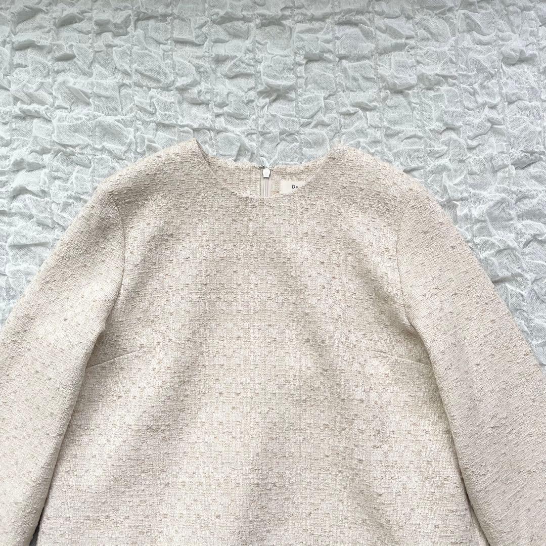 【美品】デミルクスビームス バックフレアツイードプルオーバー ペプラム 定価2万