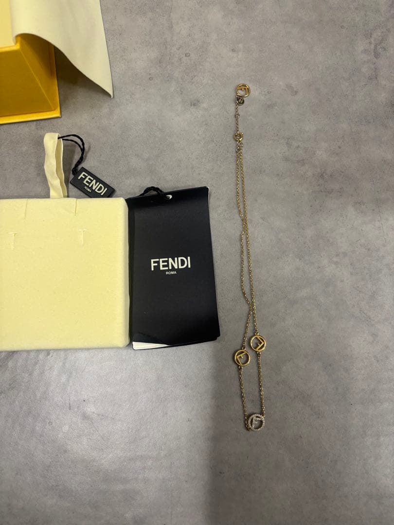 FENDI フェンディ ネックレス ゴールドクリスタル FFロゴ 箱付き