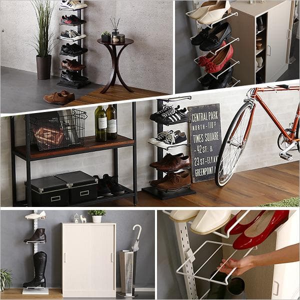 シューズラック スリム 靴収納 靴収納 スニーカーラック【ブラック】