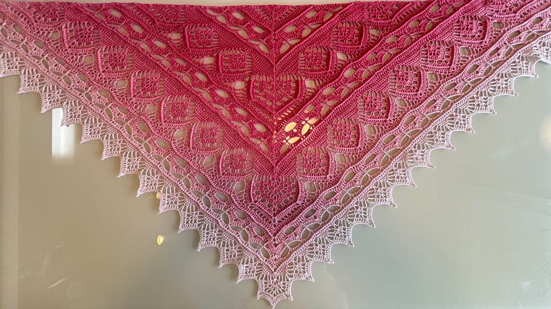 三角・バレエショール　海外輸入糸　綿100% 洗濯可　年中使用可　175×75