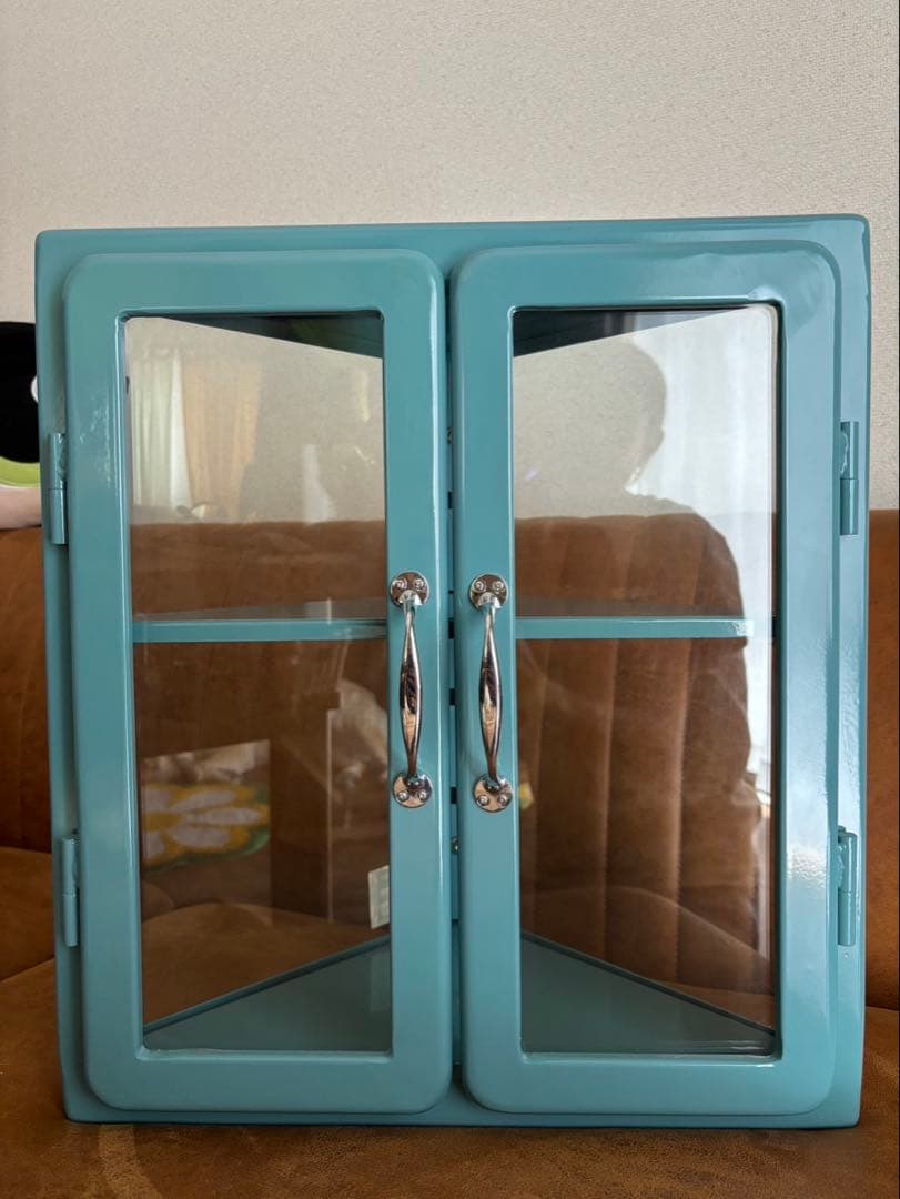 ダルトン　コーナーガラスキャビネット収納ケース　ライトブルー