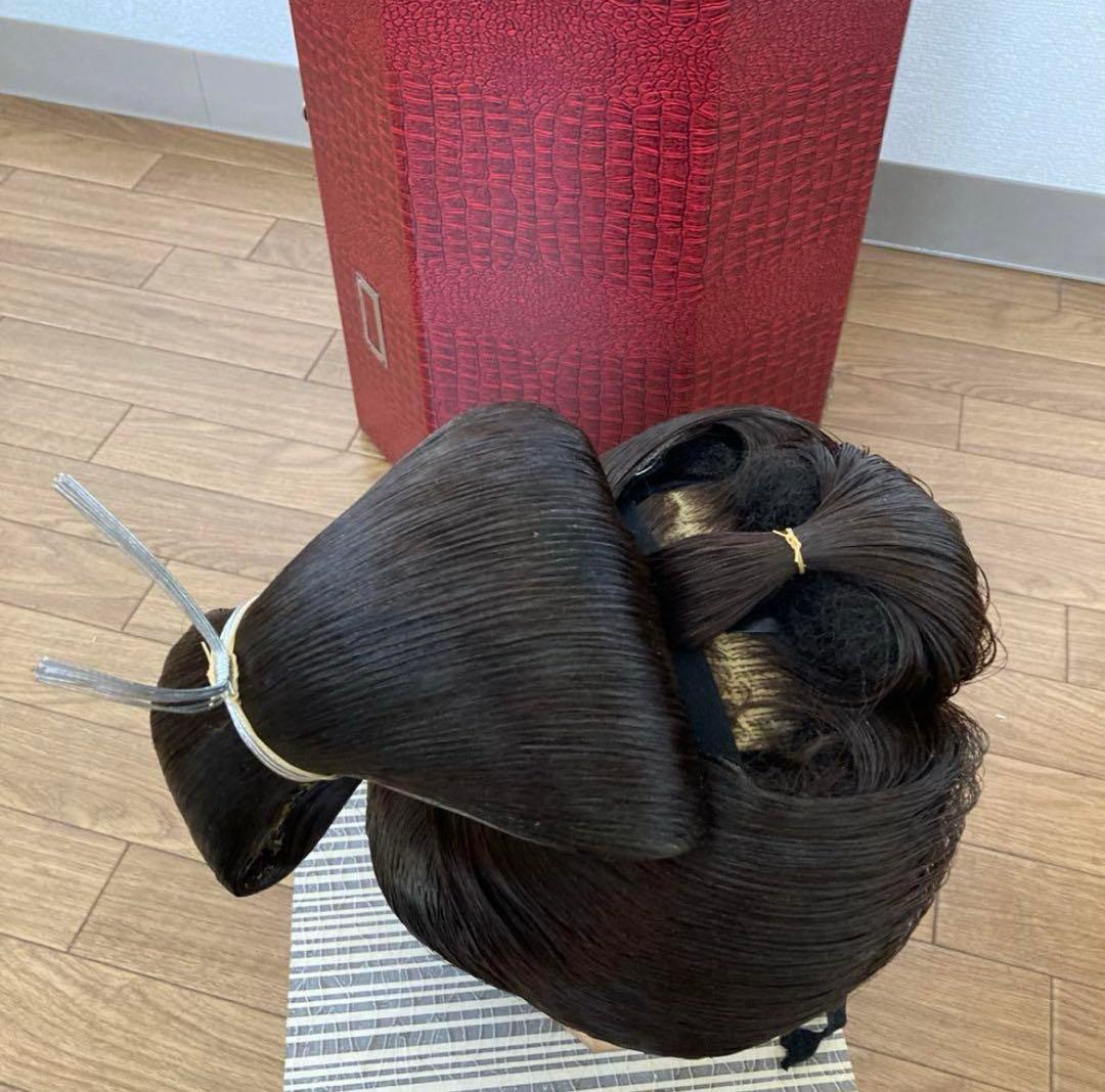 高級日本髪　高級かつら　ケース付き　かつら　舞踏　小道具　コスプレ　芸者　女形