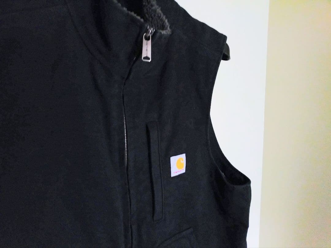 ■Carhartt ダックベスト【黒】モックネック現行✨USED美品