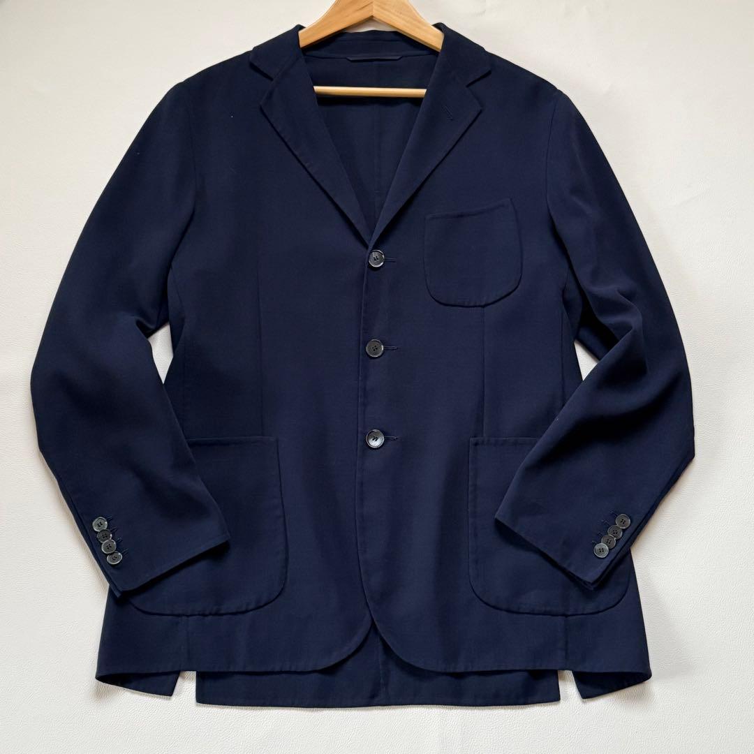 美品 テーラードジャケット 紺 シェルボタン サルトリオ イタリア製 50