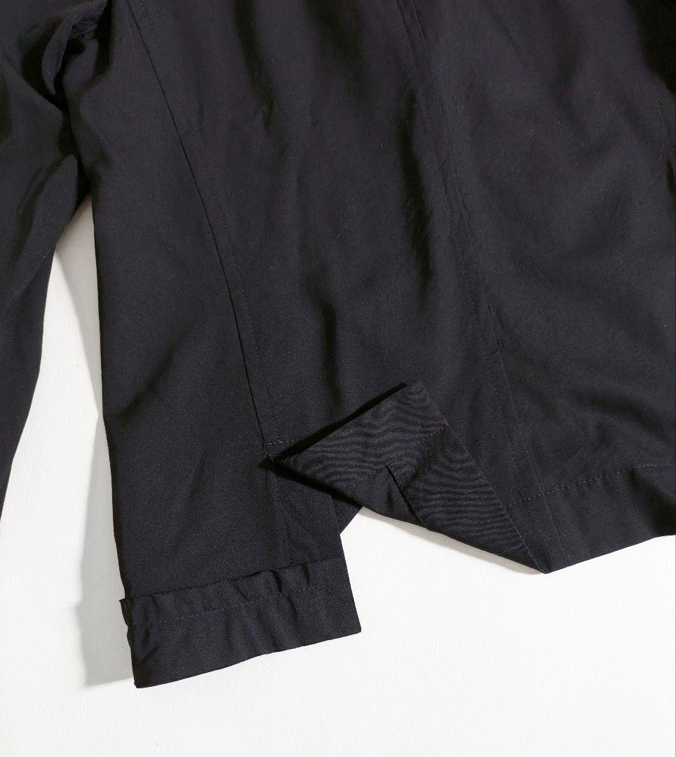 ワイズ ヨウジヤマモト／変形ウールシャツ ブラック フリル イレヘム ラウンド