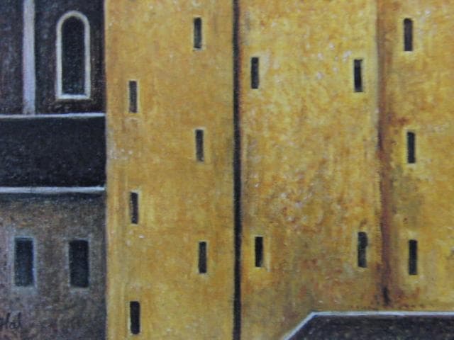 桑島春彦、【塔のある礼拝堂】、希少な画集画、新品高級額・額装付