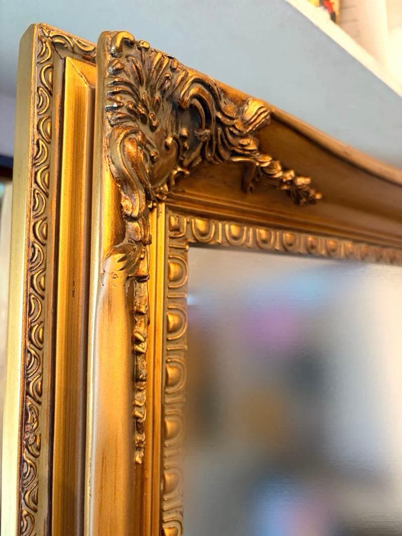 スタンドミラー アンティーク 大型鏡 ゴールド