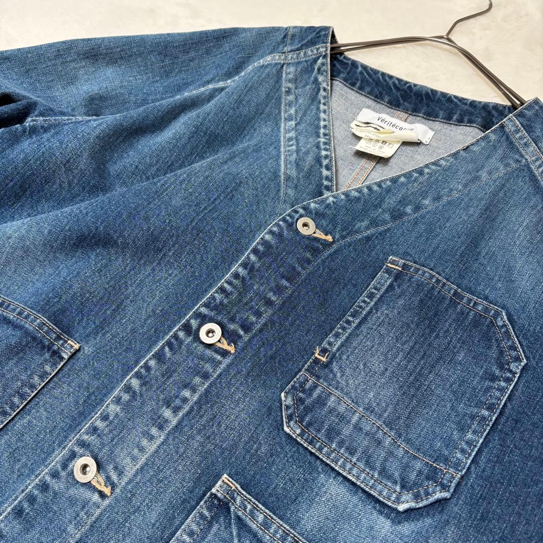 Veritecoeur VC-2577 ノーカラーデニムカバーオール