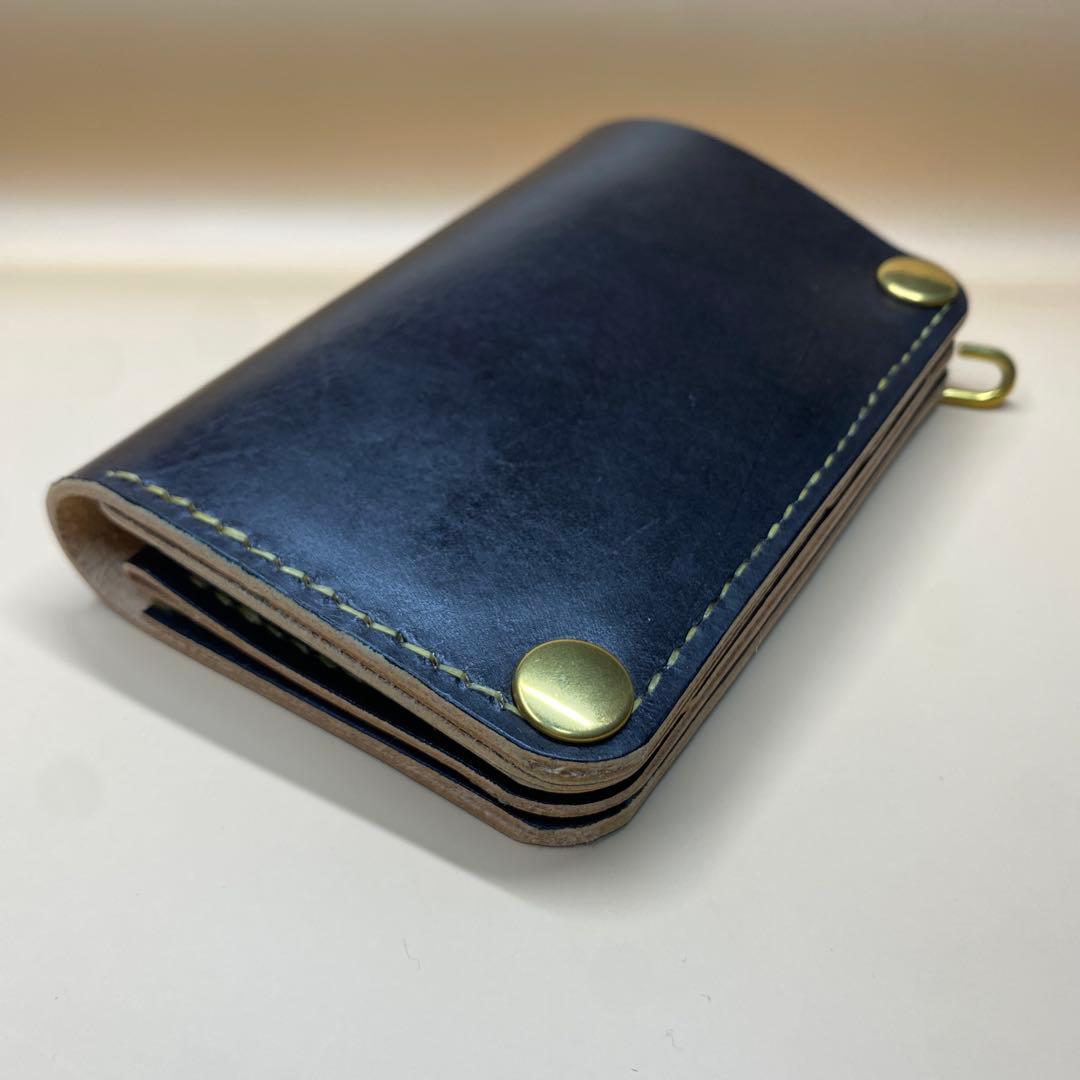 [値下] 無骨 艶 手染め 茶芯 お札折らずに収納ミドルトラッカーウォレット