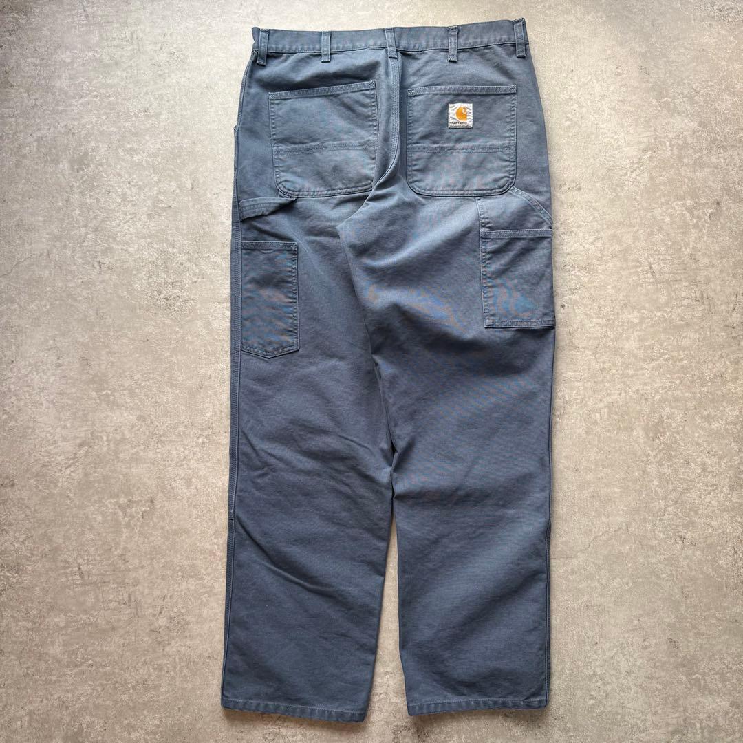 極美品 カーハート 肉厚 ダック ダブルニー w34 × L32 ブルーグレー