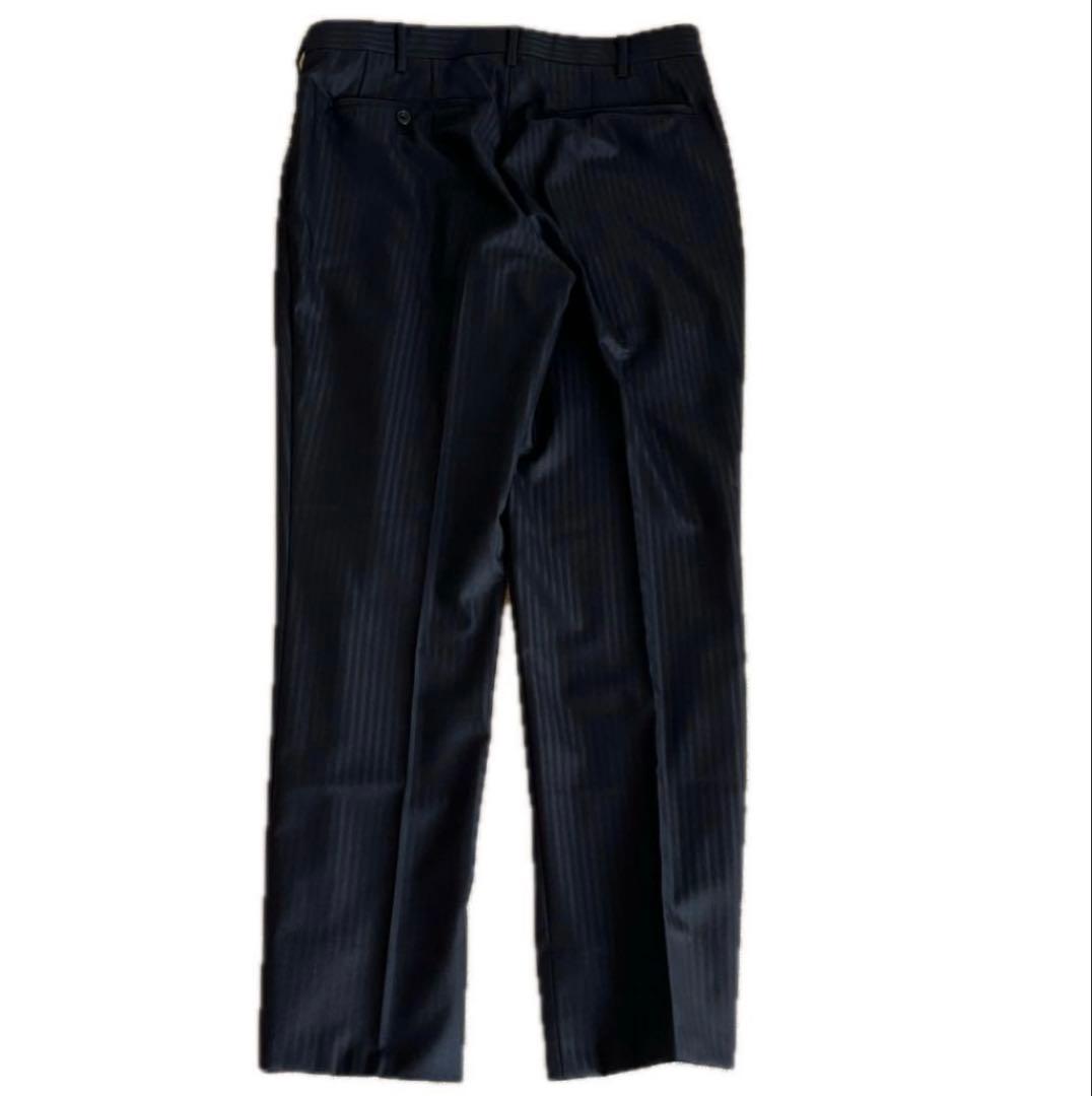 【極美品・現行】タケオキクチ スーツ 黒 L ストライプ シャイニーヘリンボン